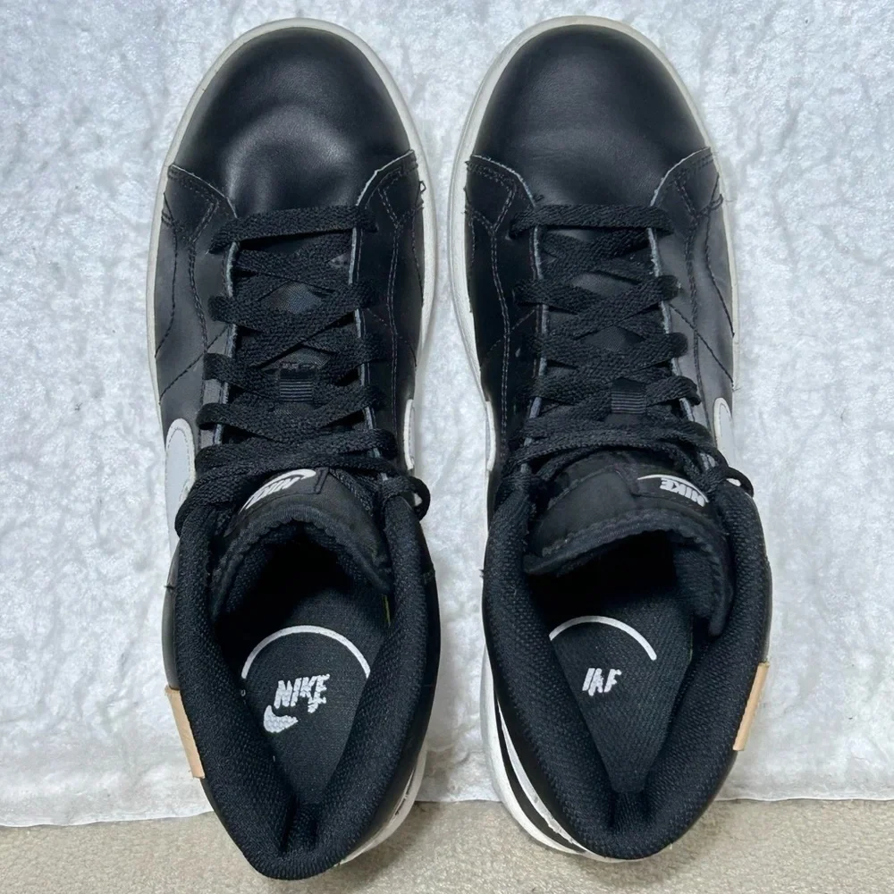 Nike Mens Court Royale 2 Mid Top Black Leather Athletic Sneakers Shoes SZ 7.5